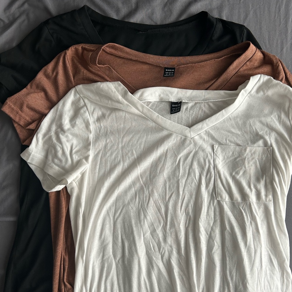 SHEIN Fitted Short Sleeve T-Shirts White and Orange